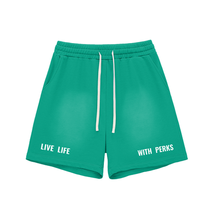 Live Life With Perks Sun Faded Cotton Shorts