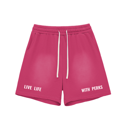 Live Life With Perks Sun Faded Cotton Shorts